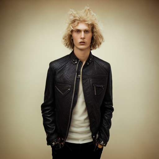 portrait+ style Russian queer supermodel blonde hunk dude face