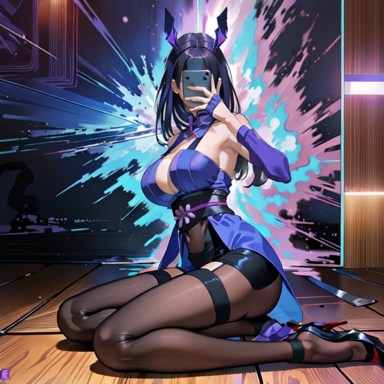  (ultra detailed), (masterpiece), (best quality), (depth of field), (sharp focus), (cinematic lighting), (vibrant colors), raiden shogun, elegent, purple lightning, stoic expression, (upper boobs:1.2), (light purple kimino:1.3), close up, 4k, 8k, wlop