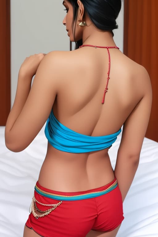  Hot indian wearing small tight shorts showing her backless top