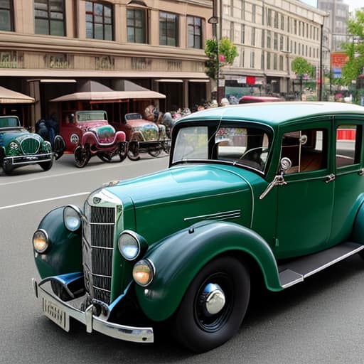  A lot of antique cars in front of one person ，