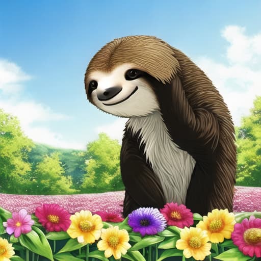  Sloth planting flowers