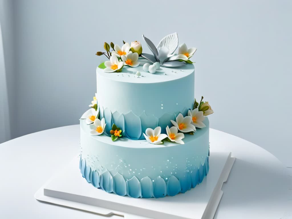  A highresolution image showcasing a stunning, intricately designed wedding cake created using innovative 3D printing technology in the field of pastry arts. The cake features delicate, ornate details such as lace patterns, floral decorations, and geometric designs, all meticulously crafted with precision. The color scheme is elegant and timeless, with a blend of soft pastel shades and metallic accents adding a touch of sophistication to the overall aesthetic. The clean, minimalistic presentation highlights the advanced techniques and creativity involved in incorporating 3D printing into the world of dessert making. hyperrealistic, full body, detailed clothing, highly detailed, cinematic lighting, stunningly beautiful, intricate, sharp focus, f/1. 8, 85mm, (centered image composition), (professionally color graded), ((bright soft diffused light)), volumetric fog, trending on instagram, trending on tumblr, HDR 4K, 8K