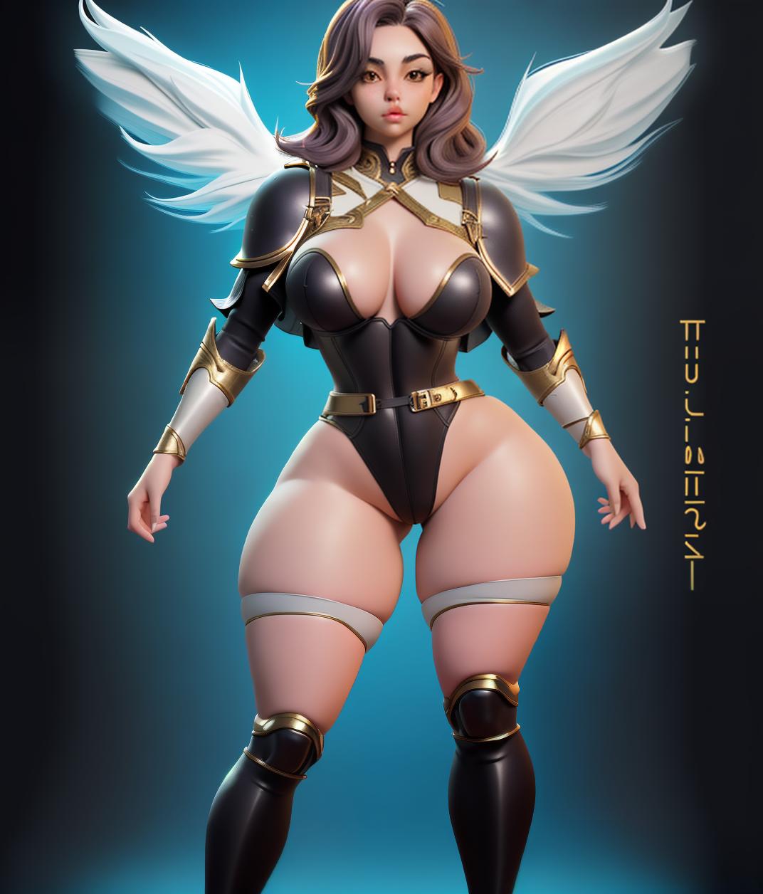  Súper curvy thicc women with ultra thicc tights and small waist with gold armor