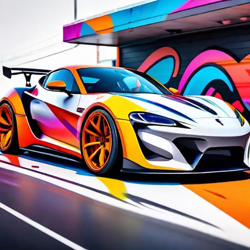  painting of graffiti style, colorful sports car, powerful lines emphasized, hip hop vibe, dynamic energy, bold aesthetics typical of street art, white background,High Quality,Highly detailed, Trending on artstation, Unreal engine, Vivid Color, Bocke hyperrealistic, full body, detailed clothing, highly detailed, cinematic lighting, stunningly beautiful, intricate, sharp focus, f/1. 8, 85mm, (centered image composition), (professionally color graded), ((bright soft diffused light)), volumetric fog, trending on instagram, trending on tumblr, HDR 4K, 8K