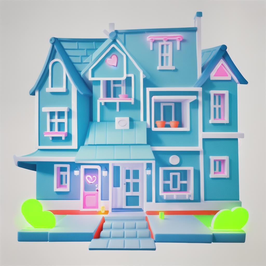  masterpiece, best quality, one-line drawing neon illustration style, very simple undetailed neon house with a heart drawing, neon details only, no background images, all captured in stunning 8k resolution,