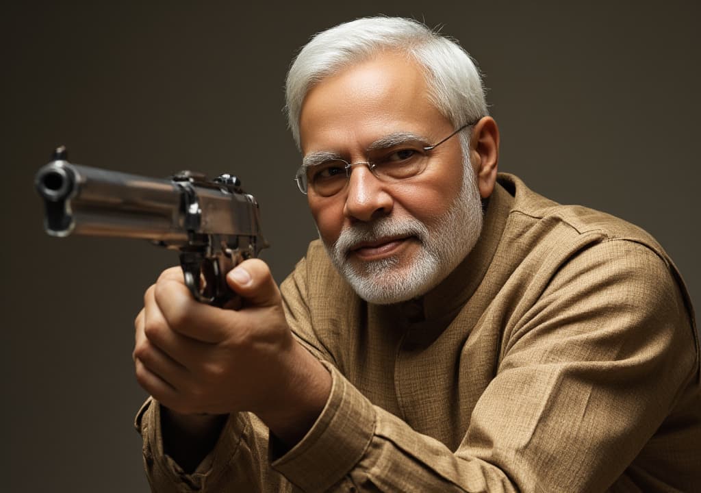  good quality, high quality, narendra modi with gun