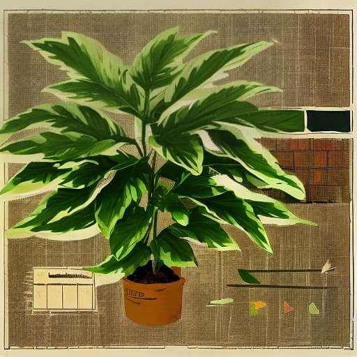  Please generate a tobacco plant, require hand-painted texture, including roots, stems, leaves, flowers and fruits,