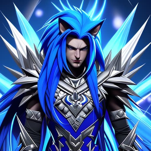  Just as every Exe has, he has a faker form of Sonic. He’s basically just Sonic, just with a darker shade of blue and a small hint of his crystals on his quills When he drops the Sonic diguise while still looking like Sonic, he’s taller, has very messy fur. His quills, ears, and by the end of his eyes have crystals, mouth becomes sharp with fangs and drools blood and he has a huge X on his chest, mark of the Exes, although while most Exes have that, only he and Lord X were made with that symbol. The others probably just did that mark themselves In his combat form, he looks rather the same as his revealed form just that his crystals take up more of his body, crystals turn into gauntlets by his hands, pauldrons on his shoulders, greaves 