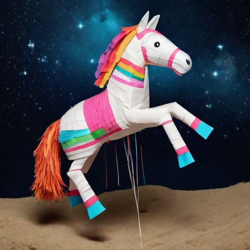  A horse Piñata floating in the cosmos