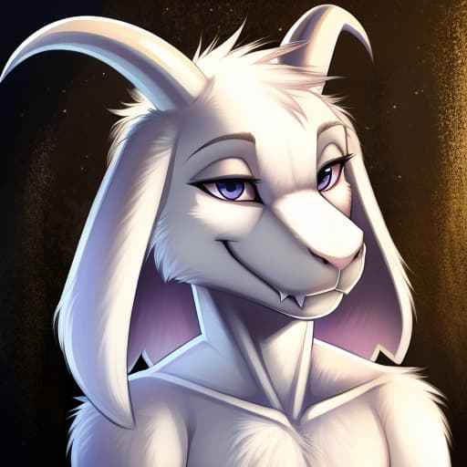  By desertkaiju, white furr, Asriel, Undertale, naked, solo, open eyes, digital art, masterpiece, 4k, fine details,