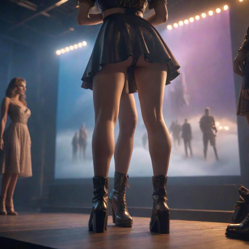  A girl showing her legs in front of the screen, feet. hyperrealistic, full body, detailed clothing, highly detailed, cinematic lighting, stunningly beautiful, intricate, sharp focus, f/1. 8, 85mm, (centered image composition), (professionally color graded), ((bright soft diffused light)), volumetric fog, trending on instagram, trending on tumblr, HDR 4K, 8K