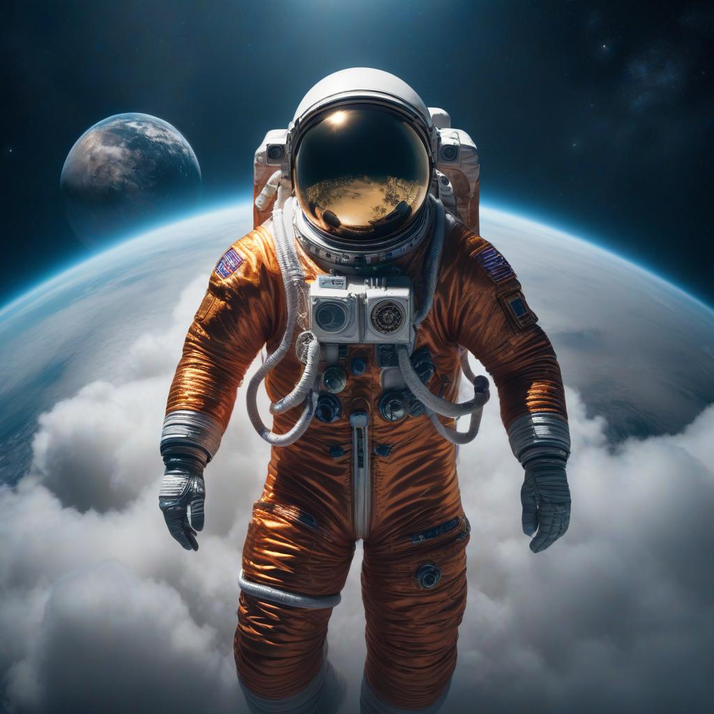  Bitcoin Cosmonaut hyperrealistic, full body, detailed clothing, highly detailed, cinematic lighting, stunningly beautiful, intricate, sharp focus, f/1. 8, 85mm, (centered image composition), (professionally color graded), ((bright soft diffused light)), volumetric fog, trending on instagram, trending on tumblr, HDR 4K, 8K