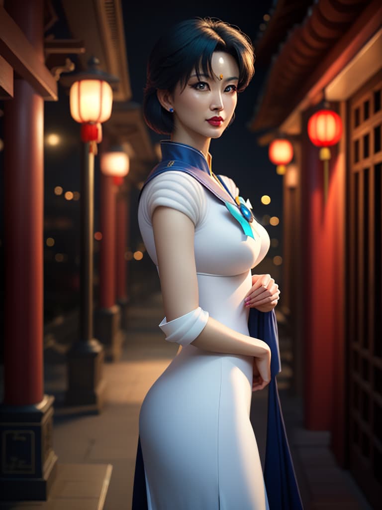  "Chinese-Style Architecture Under the Moonlight" <lora:hc-sailor-mercury:1> hyperrealistic, full body, detailed clothing, highly detailed, cinematic lighting, stunningly beautiful, intricate, sharp focus, f/1. 8, 85mm, (centered image composition), (professionally color graded), ((bright soft diffused light)), volumetric fog, trending on instagram, trending on tumblr, HDR 4K, 8K