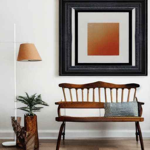  framed square painting in a lobby with wing chairs