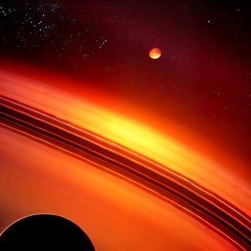 mdjrny-v4 style A breathtaking view of the majestic rings of Saturn shimmering against the backdrop of a glowing, golden sunset on a distant alien planet.