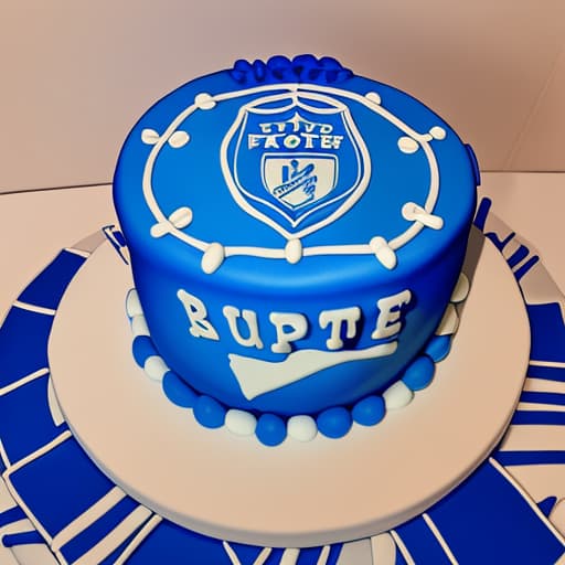  Blue fondant cake with football design on top