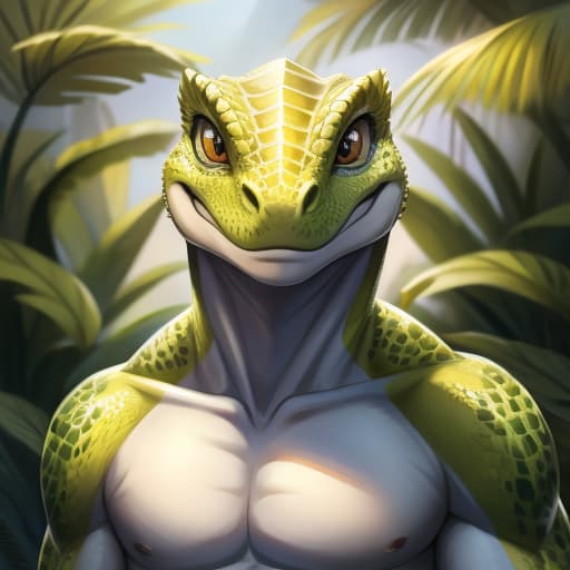  male lizard smiles at the viewer and points to his penis, slit, full body, open eyes, digital art, masterpiece, 4k, fine details,