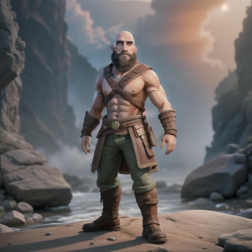  God of war hyperrealistic, full body, detailed clothing, highly detailed, cinematic lighting, stunningly beautiful, intricate, sharp focus, f/1. 8, 85mm, (centered image composition), (professionally color graded), ((bright soft diffused light)), volumetric fog, trending on instagram, trending on tumblr, HDR 4K, 8K