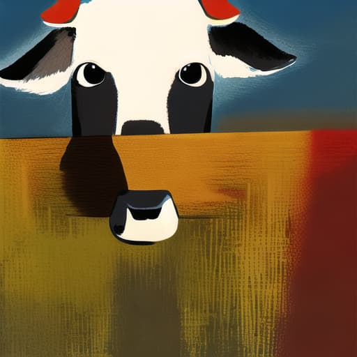  cow with war painted face, surrealism