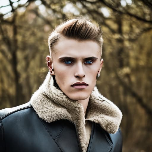 portrait+ style Russian queer vampire blonde hunk dude face