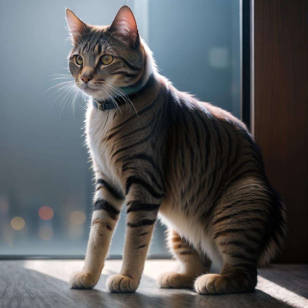  @PB_ImgGenBot Cat hyperrealistic, full body, detailed clothing, highly detailed, cinematic lighting, stunningly beautiful, intricate, sharp focus, f/1. 8, 85mm, (centered image composition), (professionally color graded), ((bright soft diffused light)), volumetric fog, trending on instagram, trending on tumblr, HDR 4K, 8K