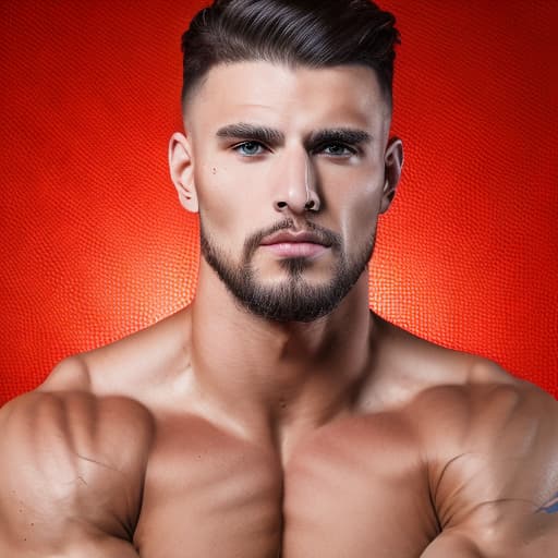 portrait+ style Russian queer fitness model brunette hunk dude face