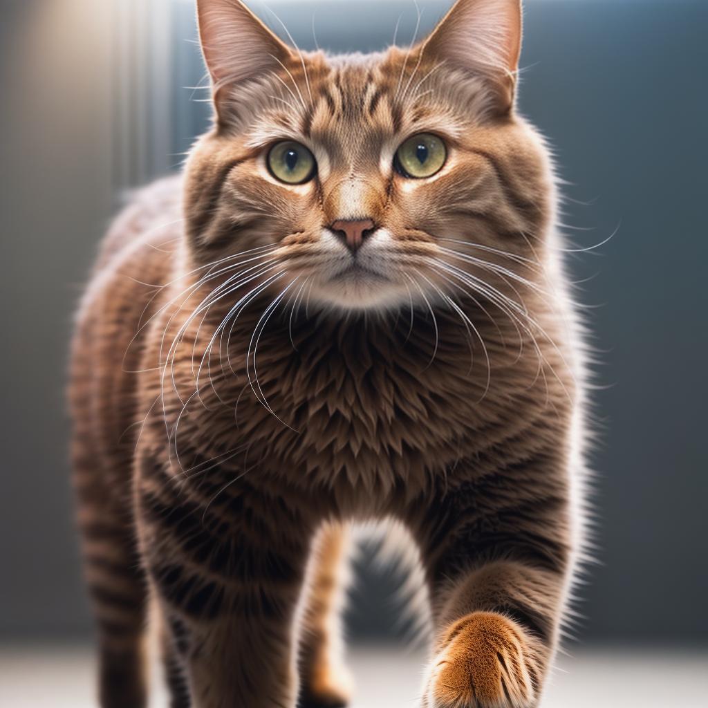  @PB_ImgGenBot Cat hyperrealistic, full body, detailed clothing, highly detailed, cinematic lighting, stunningly beautiful, intricate, sharp focus, f/1. 8, 85mm, (centered image composition), (professionally color graded), ((bright soft diffused light)), volumetric fog, trending on instagram, trending on tumblr, HDR 4K, 8K