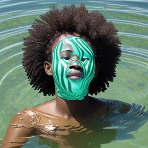  african woman's head drowning in the lake