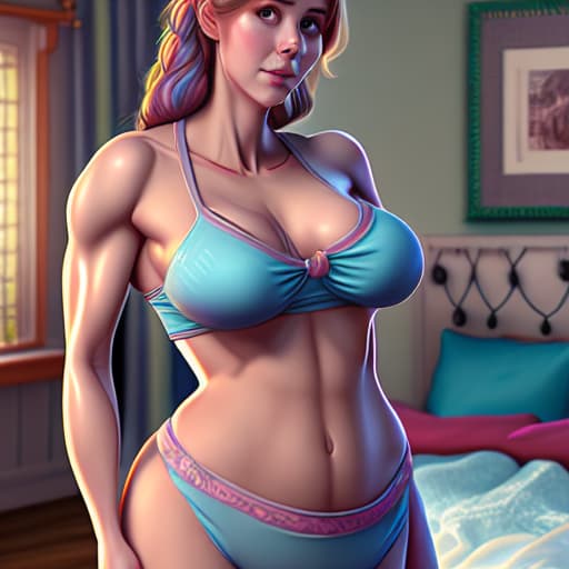  Really young face youthful face ful cute beautiful pretty young ist with big and tiny waist and abs very with curvy wide hips on her ing big in her room ultra realistic 8k masterpiece fully detailed colors colored