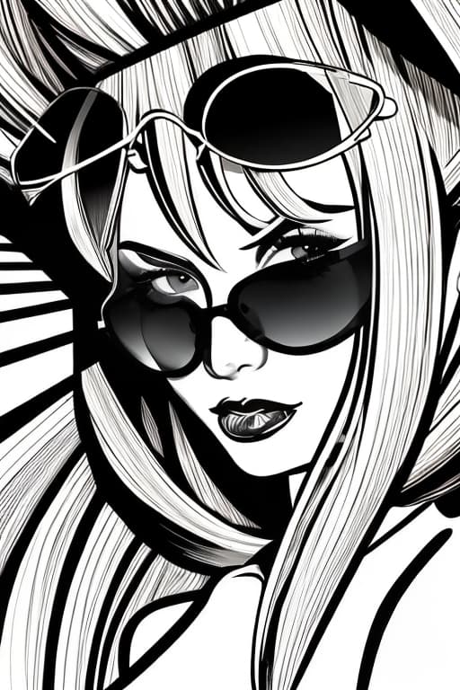  Pop art style Blonde woman’s face wearing sunglasses