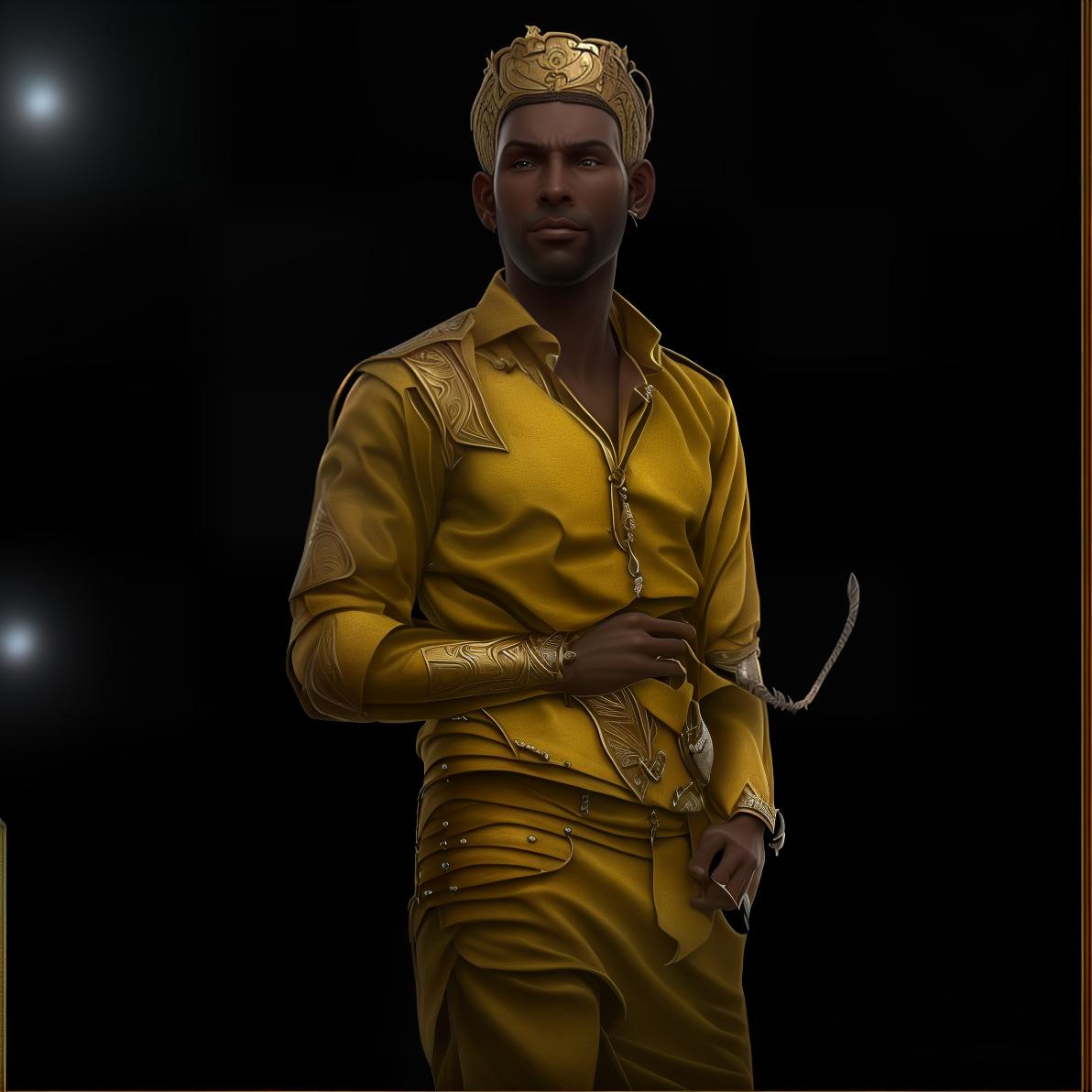 mdjrny-v4 style Create a Historical Ancient Civilization style avatar of a male character. The avatar should reflect the attire and aesthetics of an ancient civilization, such as ancient Egypt, Greece, Rome, or Mesopotamia. Consider clothing such as a tunic, robe, or toga, adorned with symbols, patterns, or motifs typical of the chosen civilization. Accessories like jewelry, headdresses, sandals, or weapons can be included to enhance the historical accuracy of the character. Pay attention to details like the fabric texture, colors, and materials used in the clothing and accessories. The character's hairstyle and facial features should also be in line with depictions of individuals from that ancient civilization. The background should be a setting reminisce