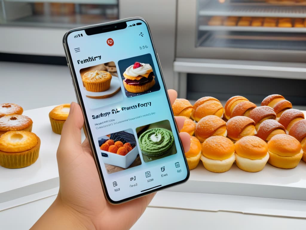  A sleek and elegant minimalistic image of a smartphone displaying a beautifully designed bakery app interface, showcasing various tools and features for pastry designers. The screen is filled with vibrant colors, intricate design elements, and easytonavigate options, reflecting the perfect blend of technology and creativity for confectionery professionals. The background is a soft gradient that enhances the visual appeal of the app interface, making it the ideal visual representation for the article on selecting the right app for bakery businesses. hyperrealistic, full body, detailed clothing, highly detailed, cinematic lighting, stunningly beautiful, intricate, sharp focus, f/1. 8, 85mm, (centered image composition), (professionally color graded), ((bright soft diffused light)), volumetric fog, trending on instagram, trending on tumblr, HDR 4K, 8K