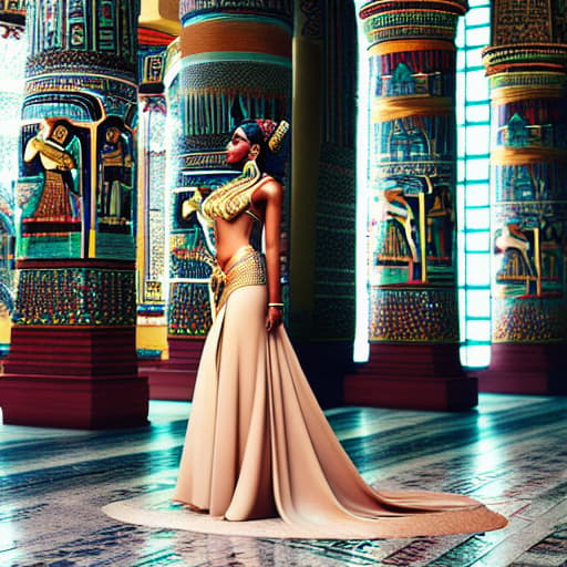  Egyptian civilization hyperrealistic, full body, detailed clothing, highly detailed, cinematic lighting, stunningly beautiful, intricate, sharp focus, f/1. 8, 85mm, (centered image composition), (professionally color graded), ((bright soft diffused light)), volumetric fog, trending on instagram, trending on tumblr, HDR 4K, 8K