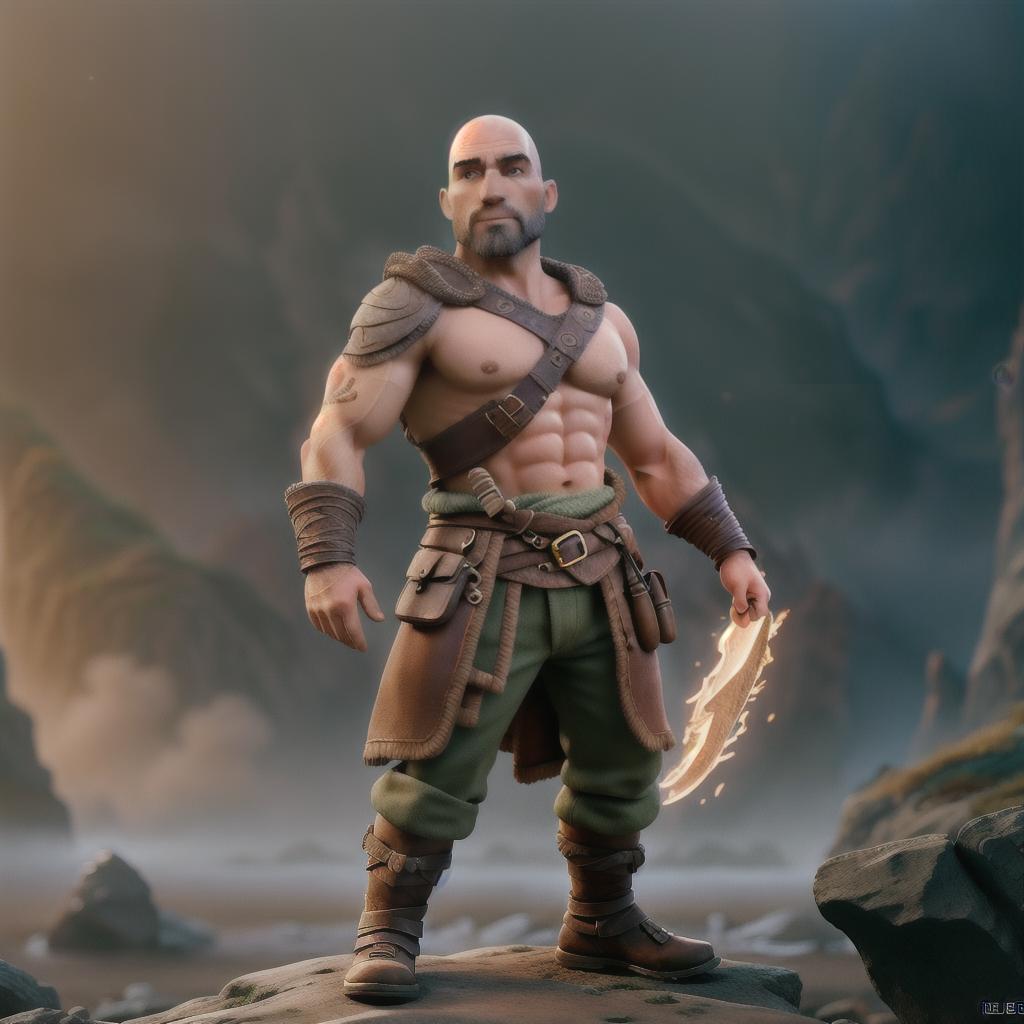  God of war hyperrealistic, full body, detailed clothing, highly detailed, cinematic lighting, stunningly beautiful, intricate, sharp focus, f/1. 8, 85mm, (centered image composition), (professionally color graded), ((bright soft diffused light)), volumetric fog, trending on instagram, trending on tumblr, HDR 4K, 8K