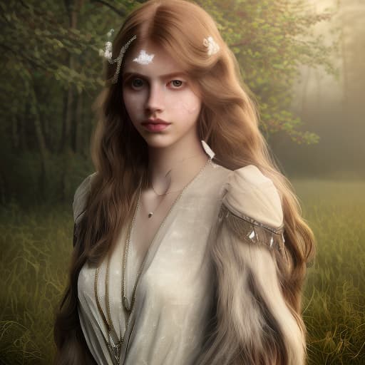 redshift style 1girl, solo girl, princess, beautiful stunning face, beautiful detailed eyes, insanely long hair, regal flowing dress, serene forest in the moonlight, romantic, walking with a white wolf, dramatic lig