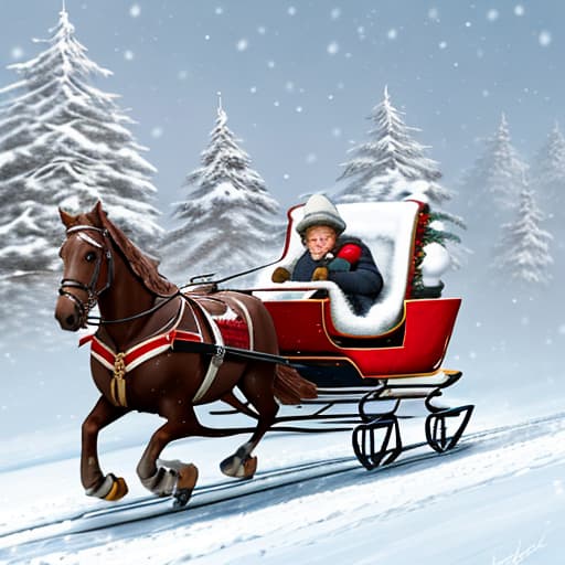  The figure of a driver riding a sleigh away on a snowy plain