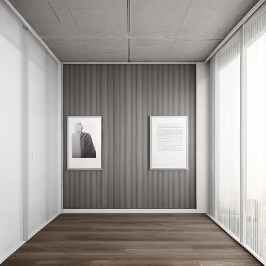  modern luxury office for one person, wooden floor, grey wall