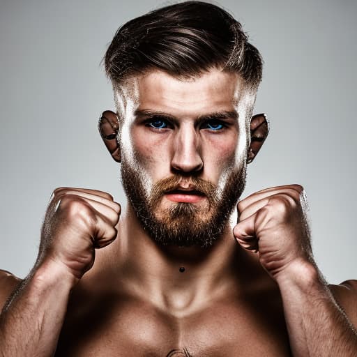 portrait+ style Russian MMA artist queer blonde hunk dude face