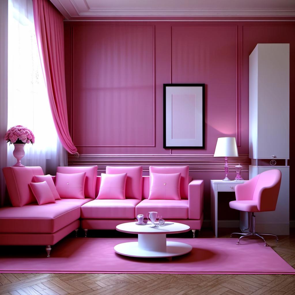  Design of room in pink color.