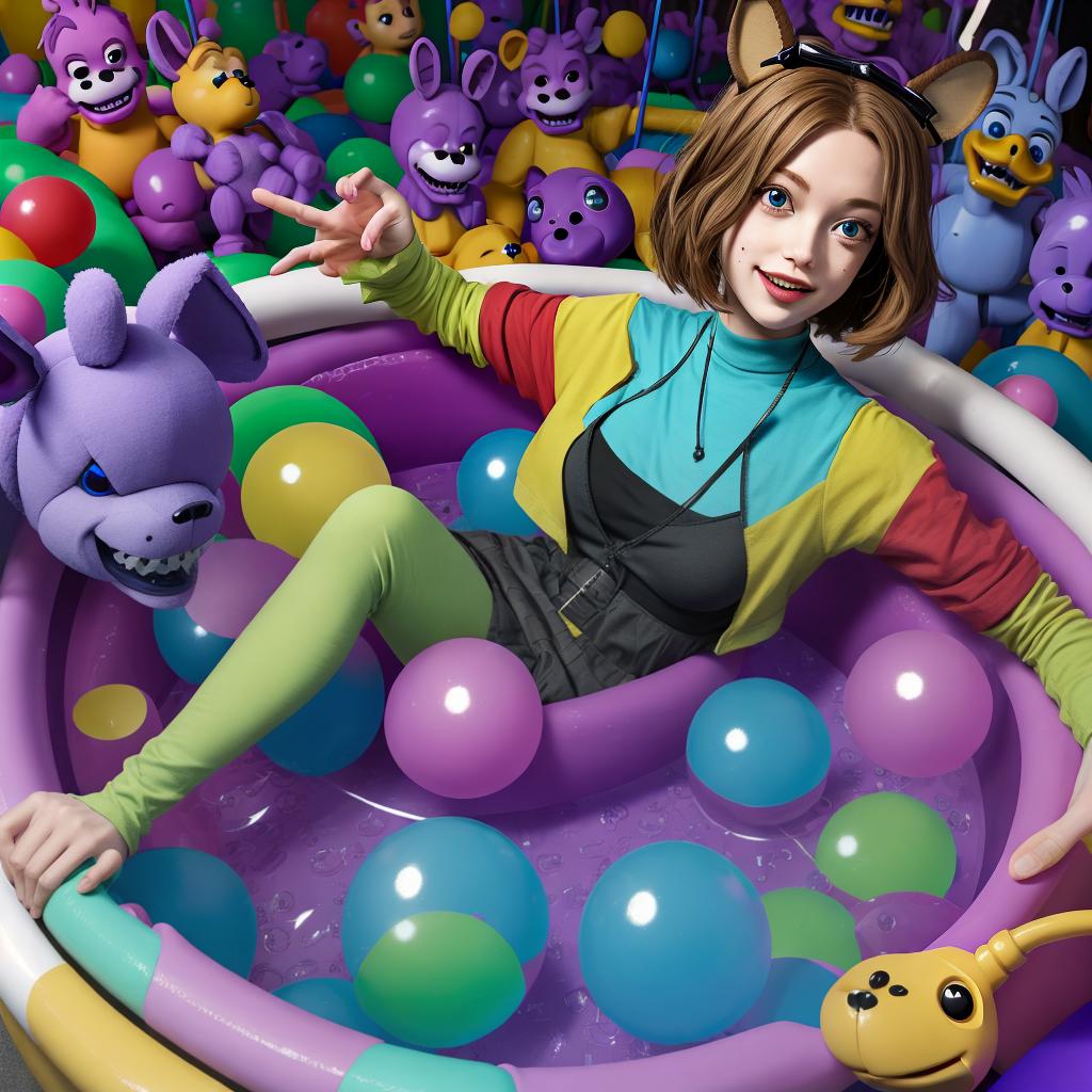  masterpiece, best quality, fnaf sping bonnie in a ball pit creppy