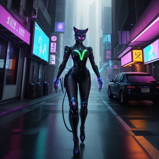  masterpiece, best quality, a scene featuring a bionic cat navigating a neon-lit cityscape, blending seamlessly with the cyber-enhanced environments , masterpiece, best quality, a scene featuring a bionic cat navigating a neon-lit cityscape, blending seamlessly with the cyber-enhanced environments , masterpiece, best quality, a scene featuring a bionic cat navigating a neon-lit cityscape, blending seamlessly with the cyber-enhanced environments , hyperrealistic, full body, detailed clothing, highly detailed, cinematic lighting, stunningly beautiful, intricate, sharp focus, f/1. 8, 85mm, (centered image composition), (professionally color graded), ((bright soft diffused light)), volumetric fog, trending on instagram, trending on tumblr, HDR 4K, 8K