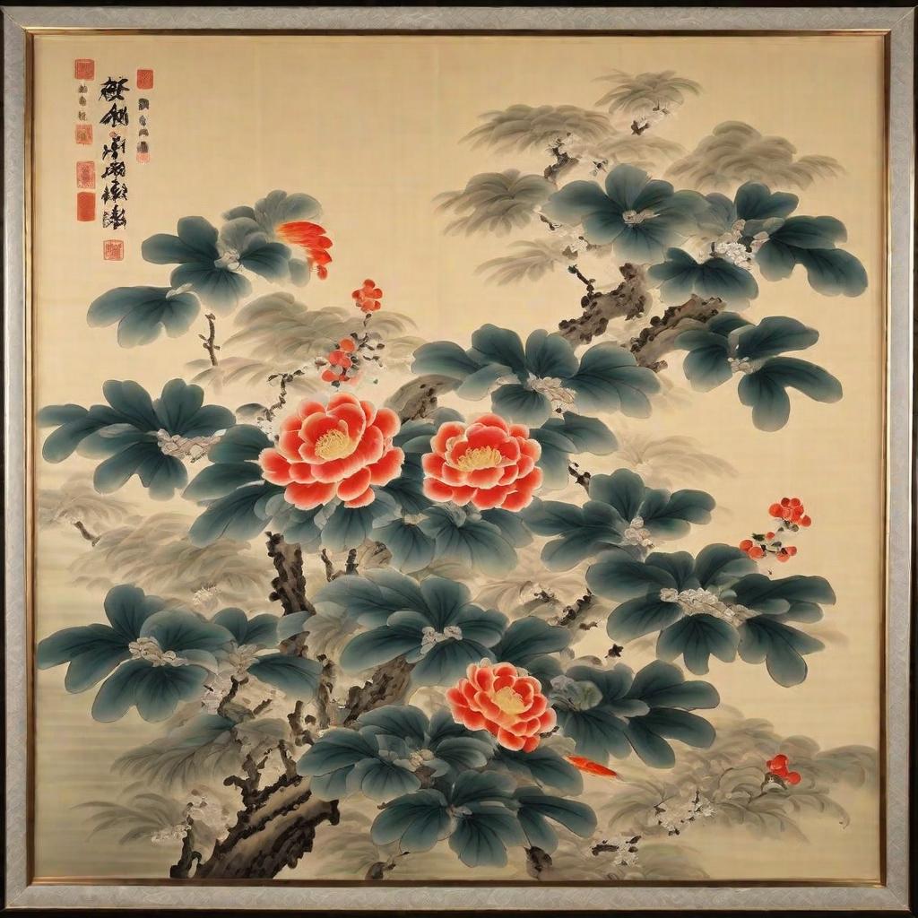  masterpiece, best quality,Frame Chinese painting