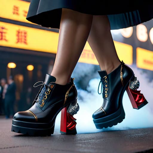  Funky shoes with ornate heels in the style of Balenciaga, Osamu Tezuka and Stan Lee, cinematic shot, intricate, photorealistic, artstation, realistic, 100 mm, photography, octane, high definition, depth of field, 8k hyperrealistic, full body, detailed clothing, highly detailed, cinematic lighting, stunningly beautiful, intricate, sharp focus, f/1. 8, 85mm, (centered image composition), (professionally color graded), ((bright soft diffused light)), volumetric fog, trending on instagram, trending on tumblr, HDR 4K, 8K