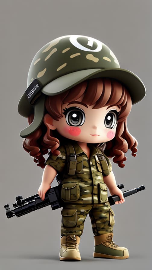  Combat camouflage clothing rifle equipment combat chibi character style girl cute