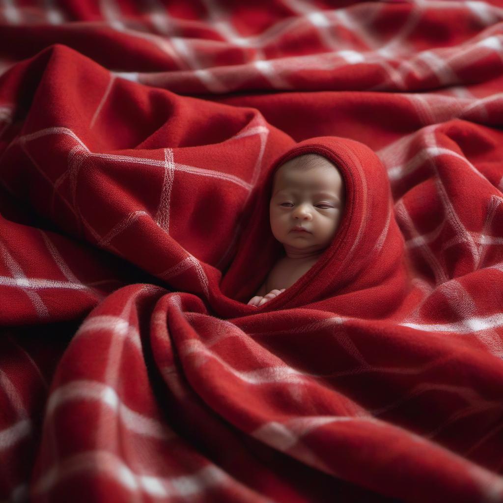  a red flannelette blanket with a white check for swaddling hyperrealistic, full body, detailed clothing, highly detailed, cinematic lighting, stunningly beautiful, intricate, sharp focus, f/1. 8, 85mm, (centered image composition), (professionally color graded), ((bright soft diffused light)), volumetric fog, trending on instagram, trending on tumblr, HDR 4K, 8K