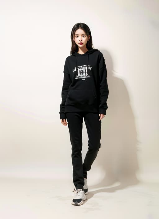  a woman wear a black sweatshirt,ADVERTISING PHOTO,high quality,masterpiece