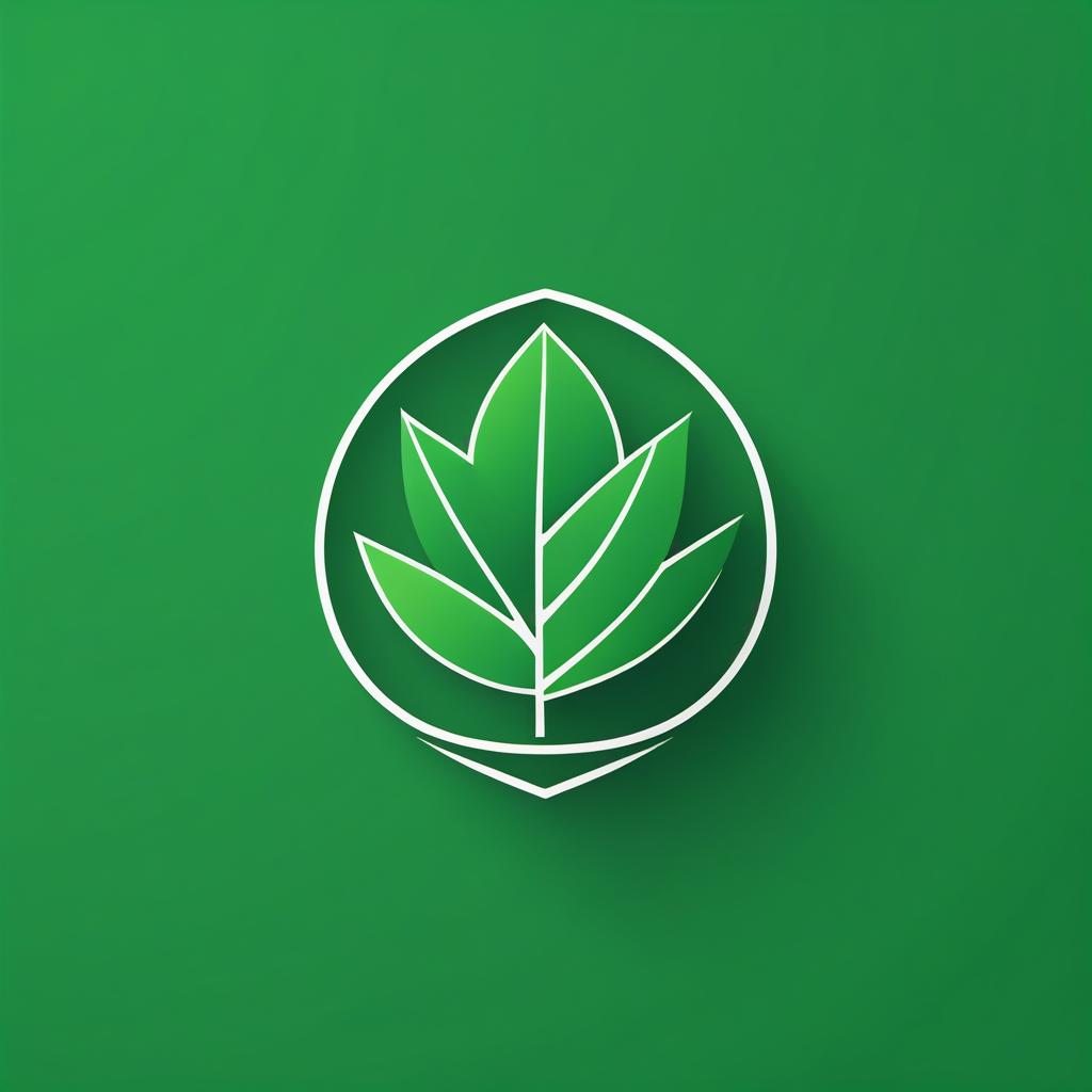  Minimalist geometric logo of green leaf vector graphic