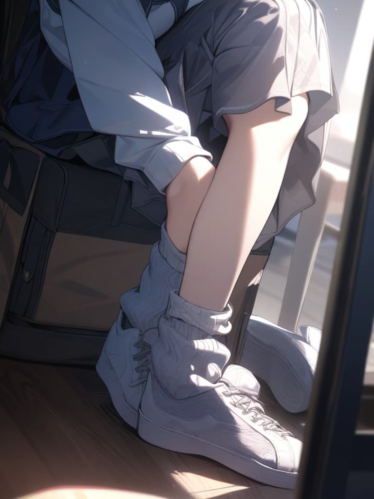  Girl wearing school uniforms wearing loose socks, masterpiece, best quality,8k,ultra detailed,high resolution,an extremely delicate and beautiful,hyper detail