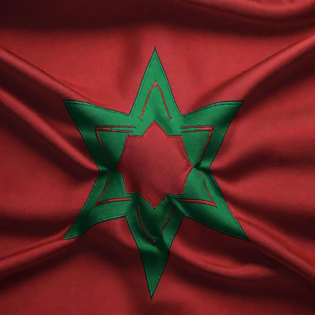  The flag of the Moorish Science Temple of America. This flag typically features a five-pointed green star on a red background. hyperrealistic, full body, detailed clothing, highly detailed, cinematic lighting, stunningly beautiful, intricate, sharp focus, f/1. 8, 85mm, (centered image composition), (professionally color graded), ((bright soft diffused light)), volumetric fog, trending on instagram, trending on tumblr, HDR 4K, 8K