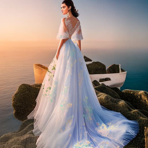 mdjrny-v4 style Seaside Serenity, Cloudy, Floral Fantasy hyperrealistic, full body, detailed clothing, highly detailed, cinematic lighting, stunningly beautiful, intricate, sharp focus, f/1. 8, 85mm, (centered image composition), (professionally color graded), ((bright soft diffused light)), volumetric fog, trending on instagram, trending on tumblr, HDR 4K, 8K